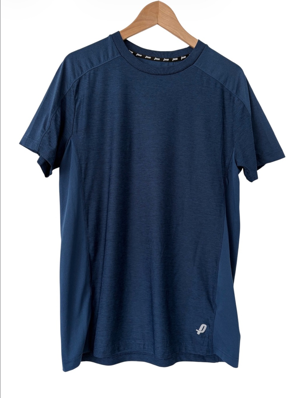 Penn Athletic Tech T-Shirt Heathered Blue Breathable Mesh Side Panels Men Medium
